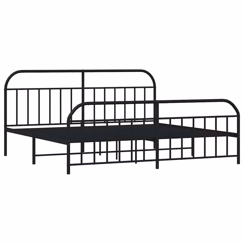 Berkfield Home Metal Bed Frame with Headboard and Footboard in Black W/D/H: 193 x 203 cm – 2