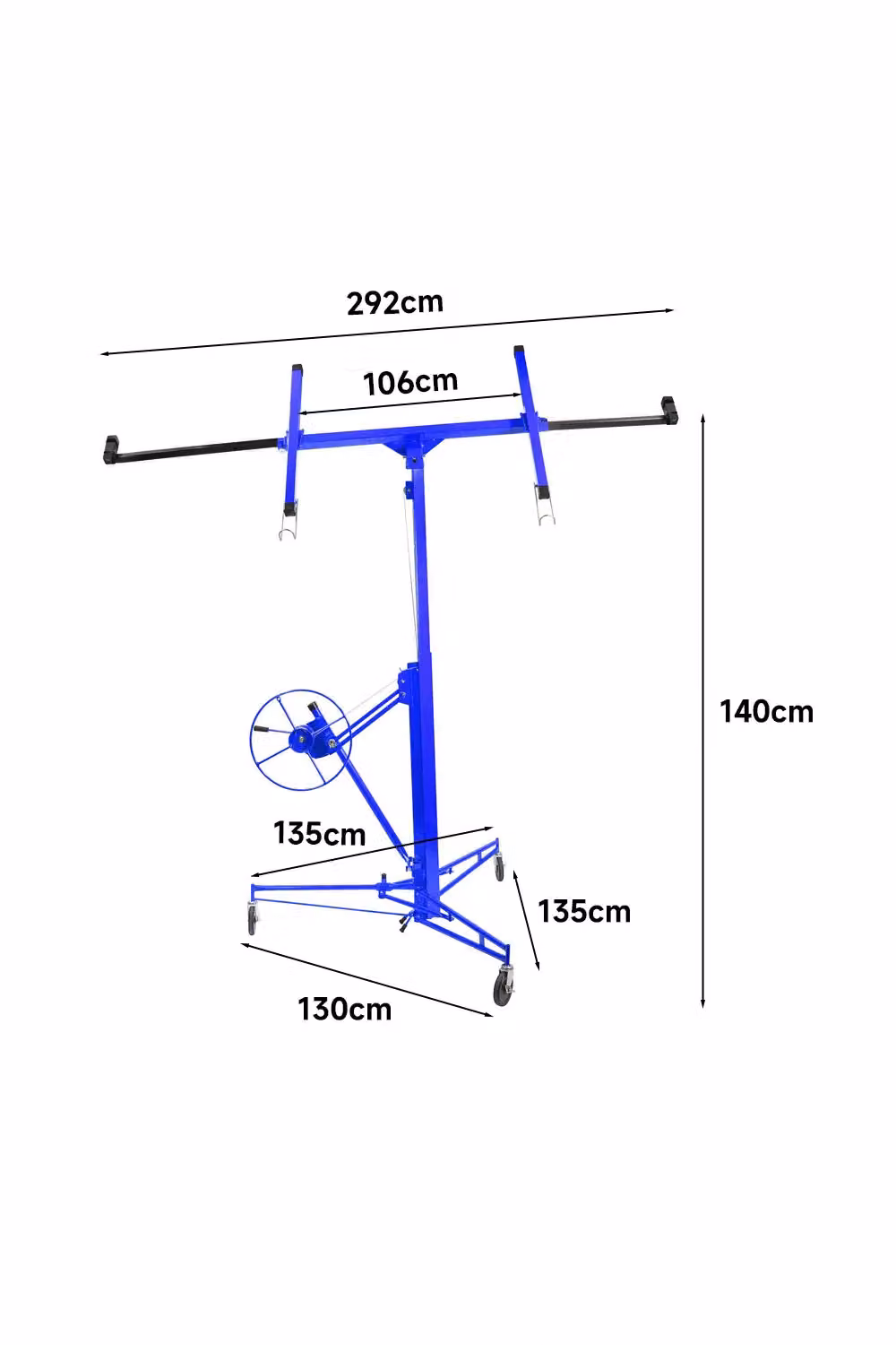 Living and Home 11ft Steel Drywall Lifter with Rolling Casters Panel Hoist in Blue – 3