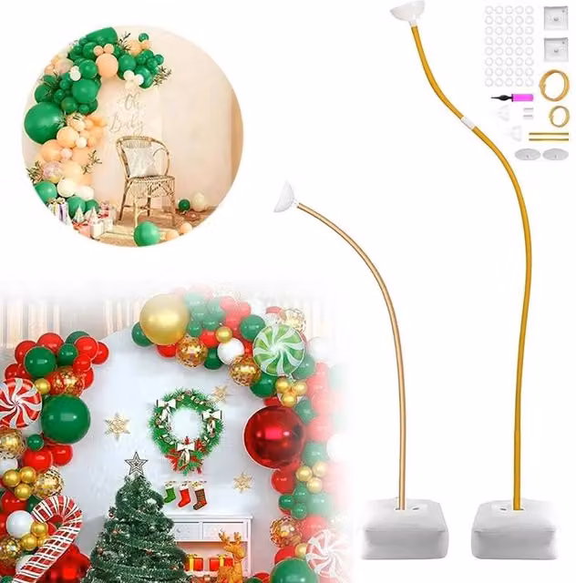 FLAVORA Gold Freestanding Balloon Arch and Column Stand