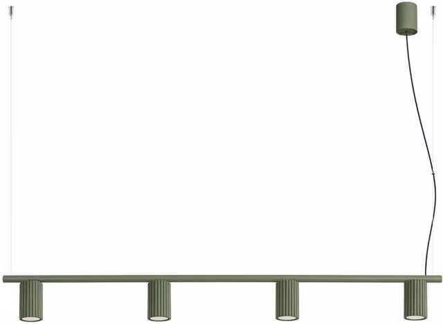 Sollux Lighting minimalist suspended 4-light chandelier in green, W/D/H: 212 x 122 x 6.5 cm