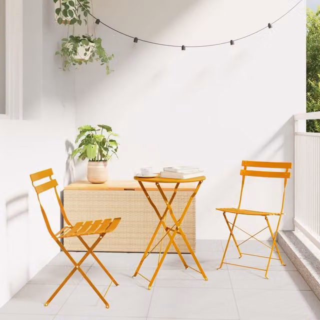 Berkfield Home Mustard Metal Compact Foldable Outdoor Chair – 1