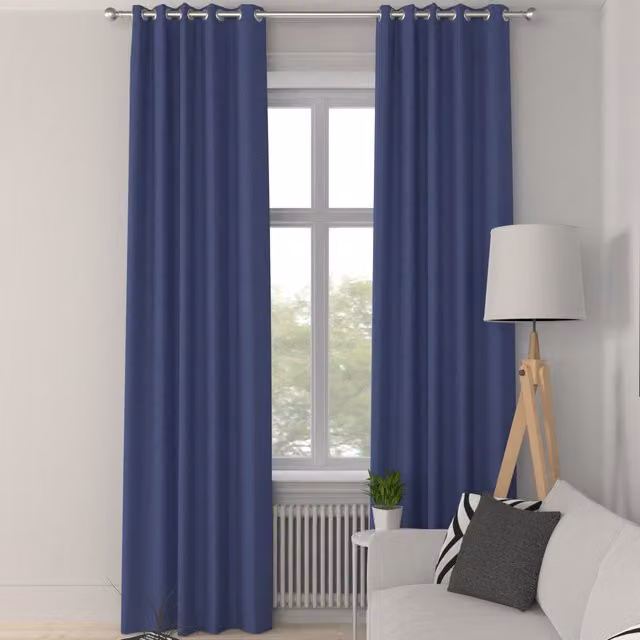 Simply Collection Made to Measure Blue Silk Blackout Eyelet Curtain Panel