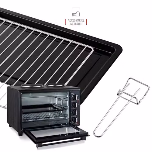 NETTA 45L Mini Oven with Double Hotplate and Electric Grill in Black – 6