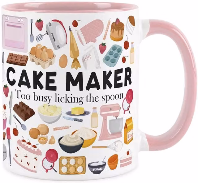Purely Home Pink Ceramic Novelty Cake Maker Mug