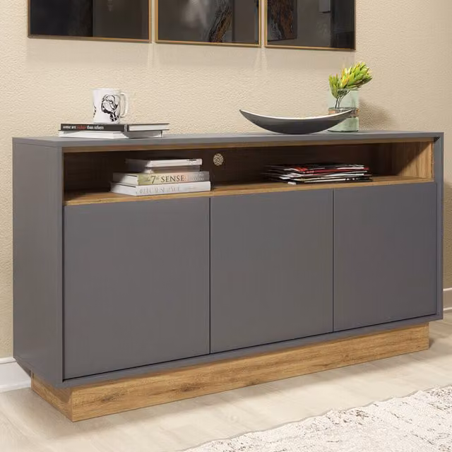 Creative Furniture Mirage Sideboard in Dark Grey and Oak, W: 130 cm