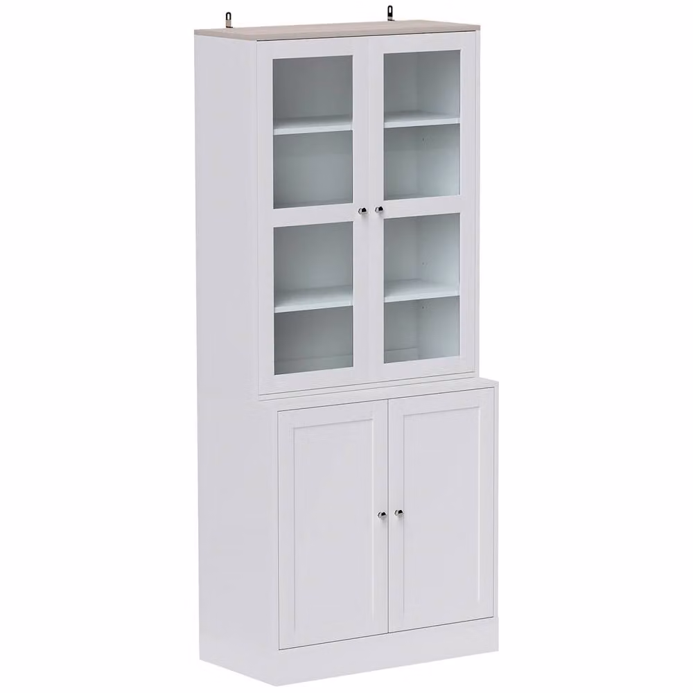 Wyld Haus Salu White Glass Front Display Cabinet W: 76 cm, D: 40 cm, H: 178.5 cm – 2