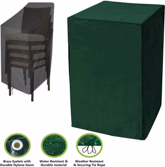 FLAVORA Green Water Repellent Garden Patio Stacking Dining Chair Cover