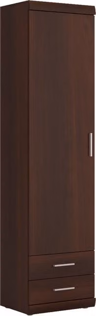 Furniture To Go Imperial Tall Narrow Cabinet with 1 Door and 2 Drawers in Dark Mahogany Brown