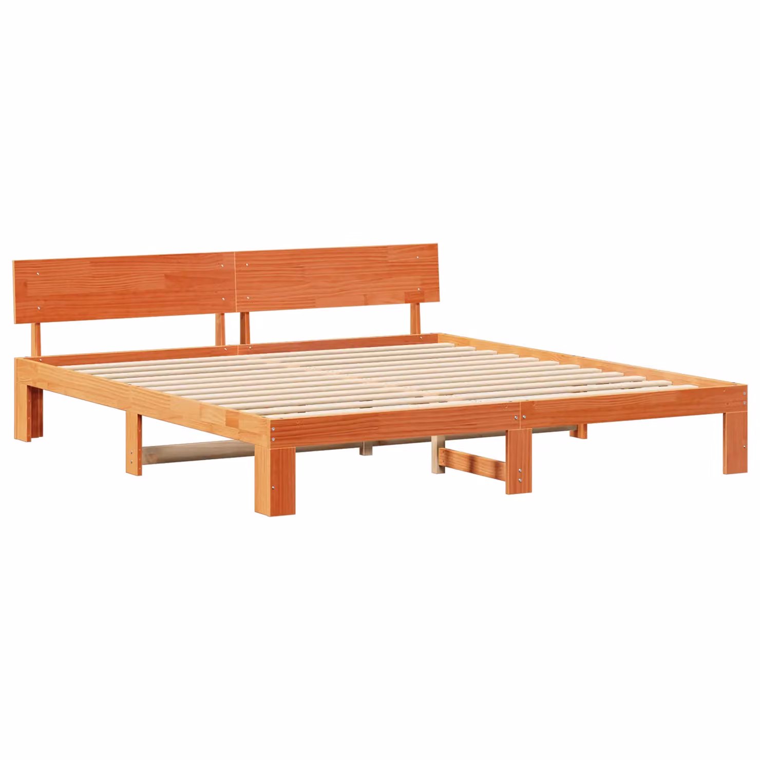 Berkfield Home Solid Pine Wood Bed Frame with Headboard, Wax Brown, 200 x 200 cm – 2