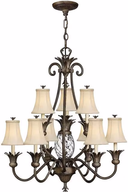 Elstead Plantation 10 Light Multi Arm Chandelier in Bronze Finish with E14 Bulbs