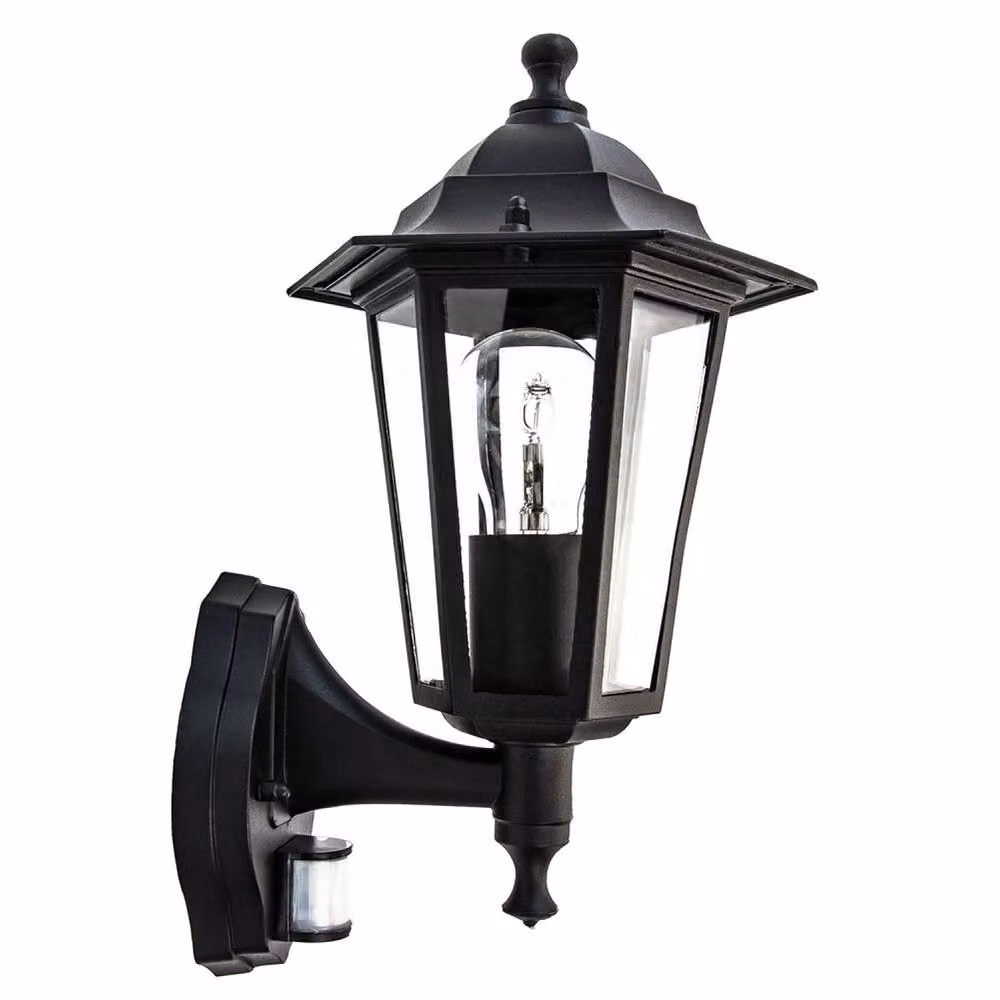 Happy Homewares Traditional Sensor Controlled Outdoor Lantern Wall Light in Matt Black – 2