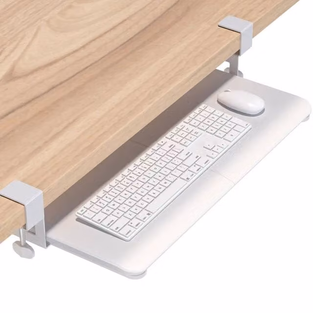 SPETLEK Under Desk Keyboard Tray, White, W: 65 cm, D: 30 cm – 1