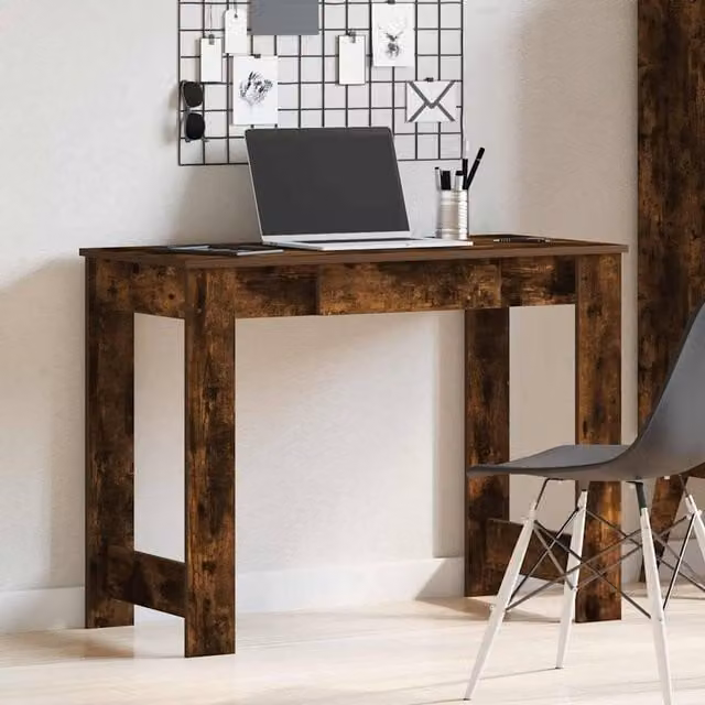 Berkfield Home Smoked Oak Decorative Writing Desk in Brown, W/D/H: 100 x 45 x 75 cm