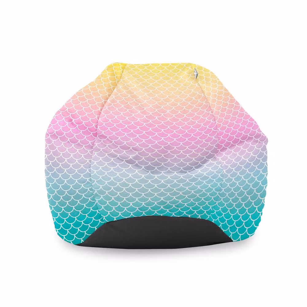 rucomfy Mermaid Kids Bean Bag Chair in Multicolour Geometric Fabric with Removable Water Repellent Cover – 2
