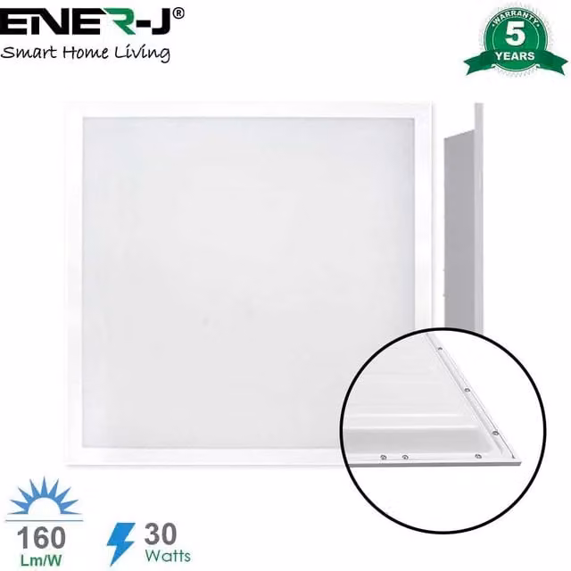 ENER-J 2-Pack White LED Backlit Panels, 30W, 4000K Cool White, 59.5 x 59.5 cm