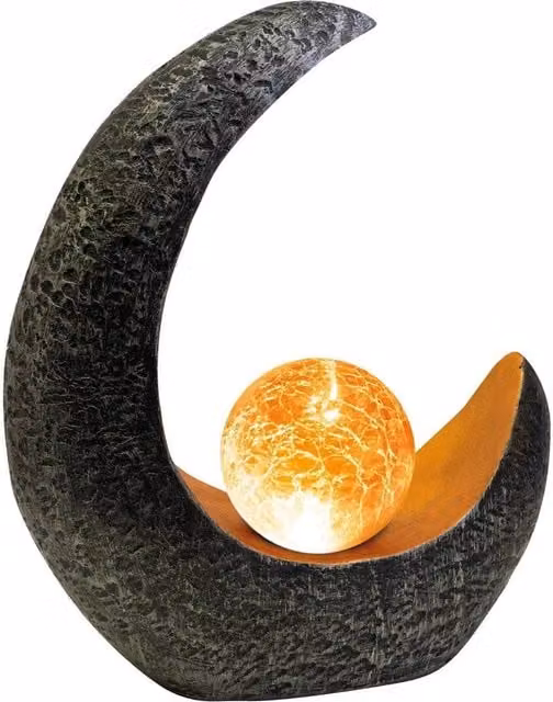NESTLUNE Solar Powered Black Resin Garden Ornament with Dusk Sensor, H 100 cm x W 15 cm