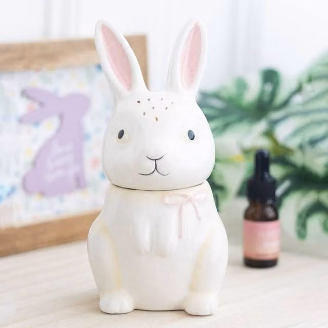 Uniqueful White Ceramic Bunny Shaped Tabletop Oil Burner