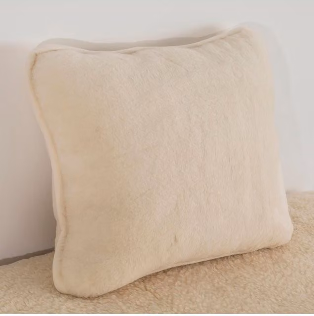 Simply Sheepskin Cashmere Wool Pillow in Beige and Sand, W/D/H: 80 x 80 x 20 cm