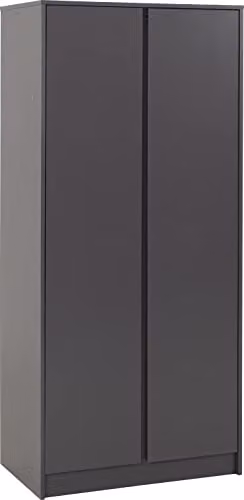 Seconique Malvern 2 Door Wardrobe in Grey, H 180 cm x W 50.5 cm x D 50.5 cm