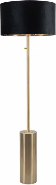 Lexy Dimmable Floor Lamp with Brass Finish and Fabric Cylinder Shade in Black, Green or Gold