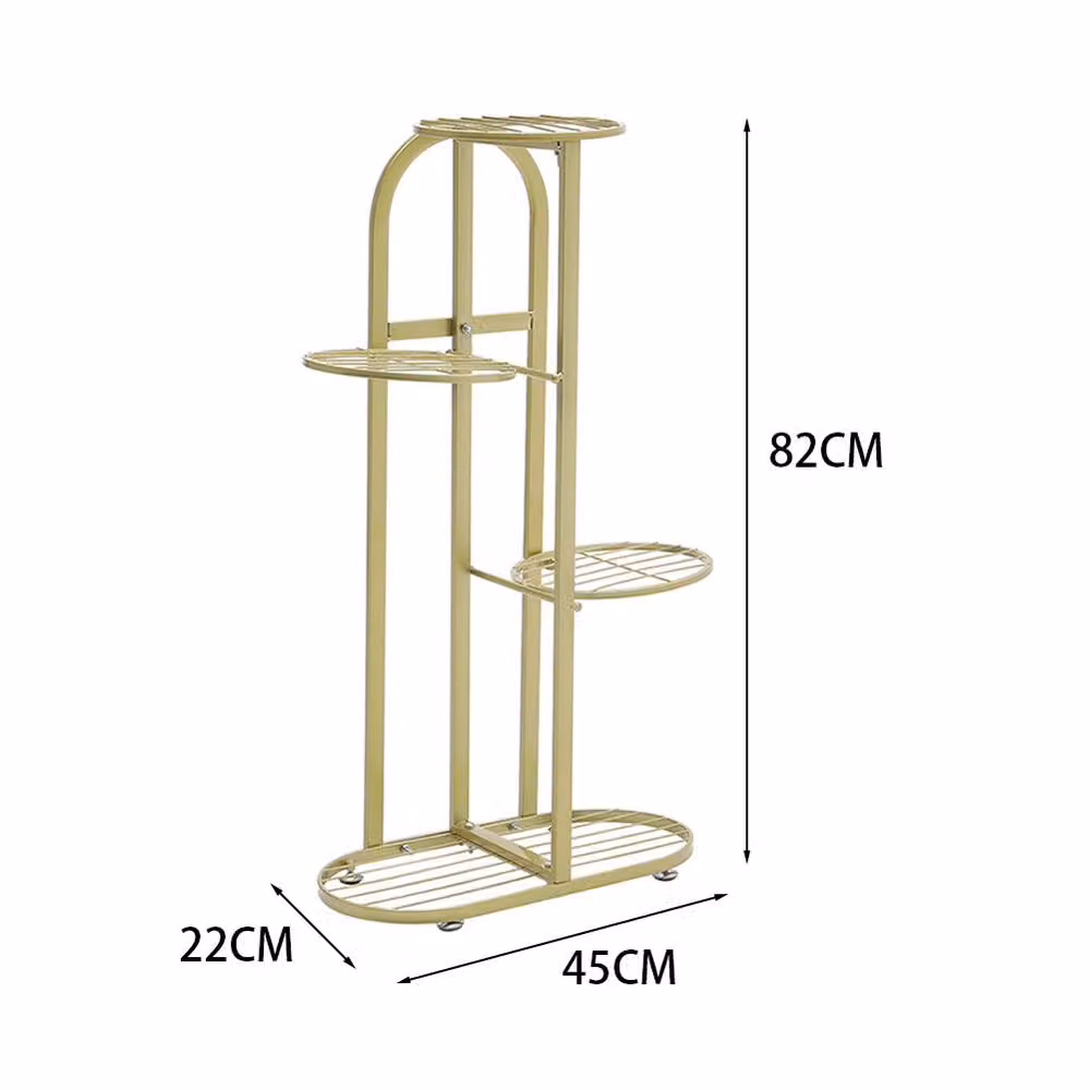 Living and Home 4-Tier Metal Plant Stand Decorative Display Shelf in Gold – 4