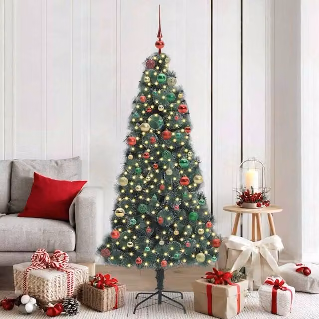 Berkfield Home Pre-lit Artificial Christmas Tree with Ball Set, Green, Height: 180 cm