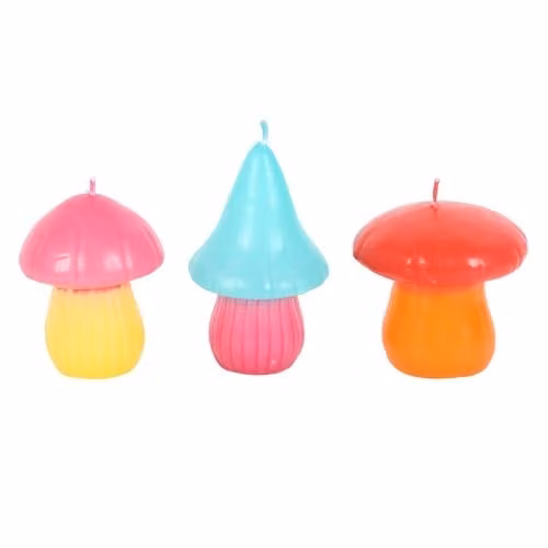 KDMD Set of 3 Mushroom Shaped Candles in Multicolour