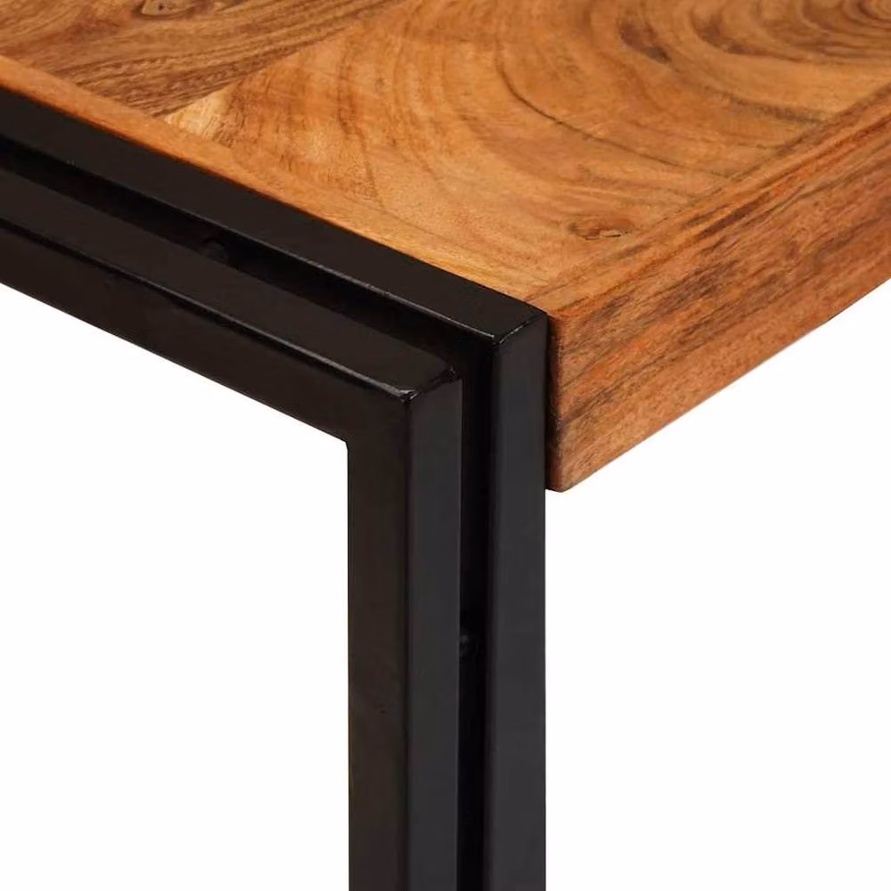 Berkfield Home Modern Set of 3 Nested End Tables in Brown and Black Solid Acacia Wood – 3