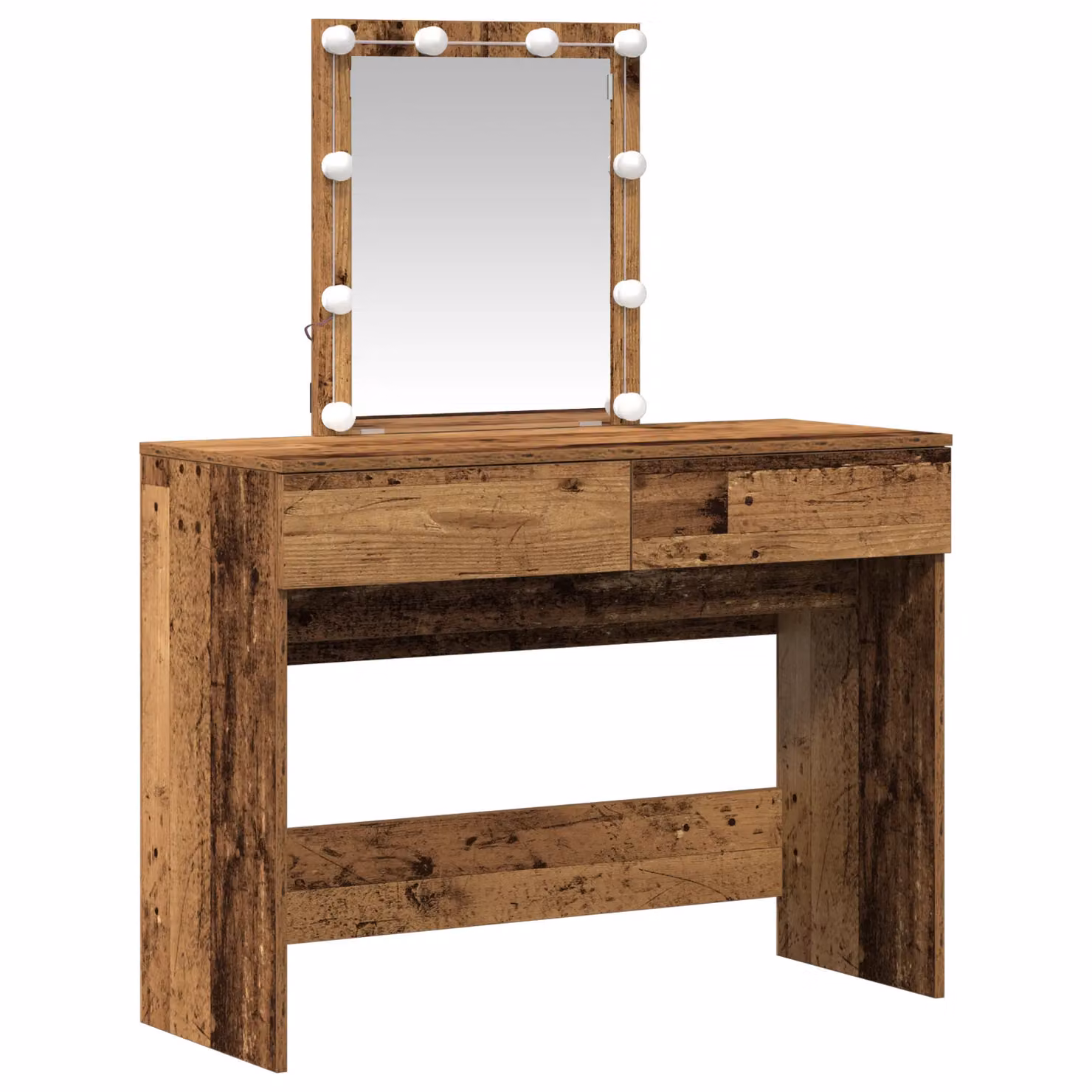 Berkfield Home Rustic Brown Dressing Table with LED Mirror and Engineered Wood Construction – 2