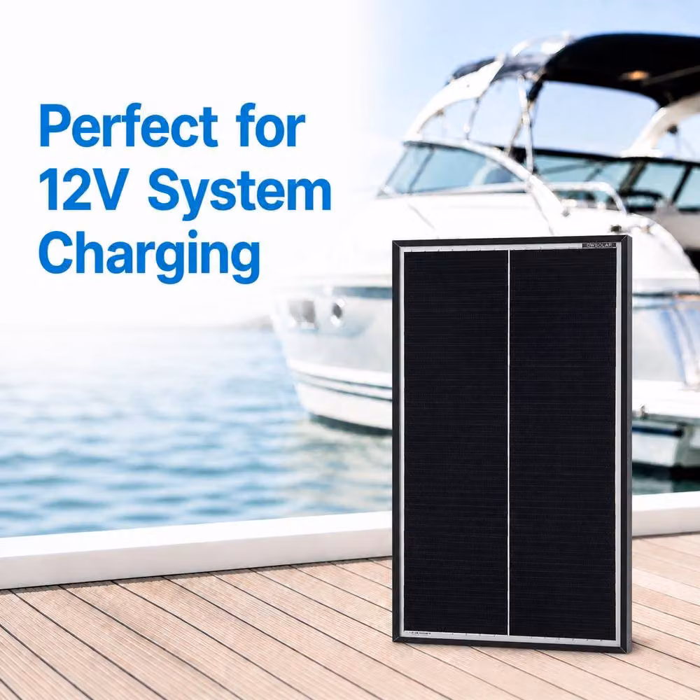 GWSOLAR 24W Monocrystalline PERC Compact Solar Panel for 12V Battery Charging in Black – 2