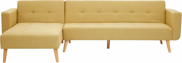 Interiors by Premier Hansa Hagen Mid-Century L-Shape Corner Sofa Bed in Green Linen Fabric