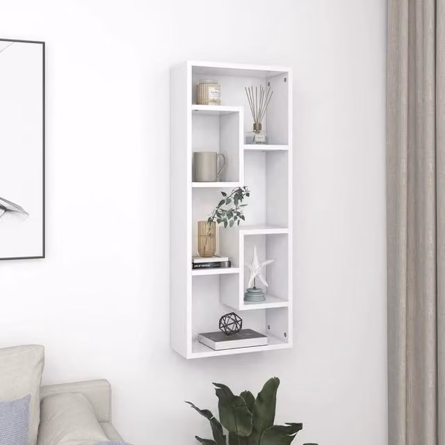 Berkfield Home Wall Mounted Shelf in White, W/D/H: 36 x 16 x 90 cm