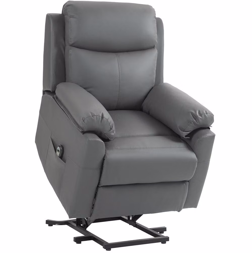 STILVORA Electric Riser Recliner Chair with Grey Faux Leather Upholstery – 3