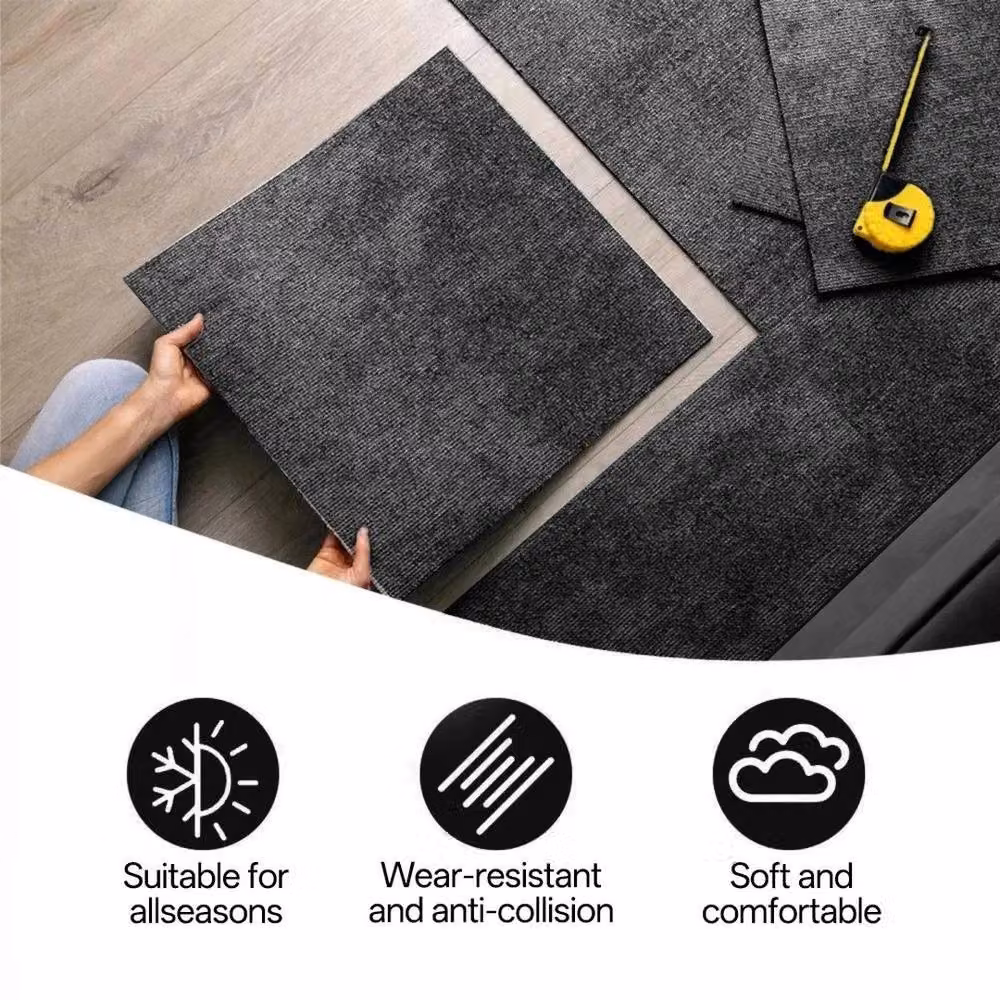 FLAVORA Non-Slip Carpet Floor Tiles in Dark Grey, 20 Pack, W/D: 50 x 50 cm – 5