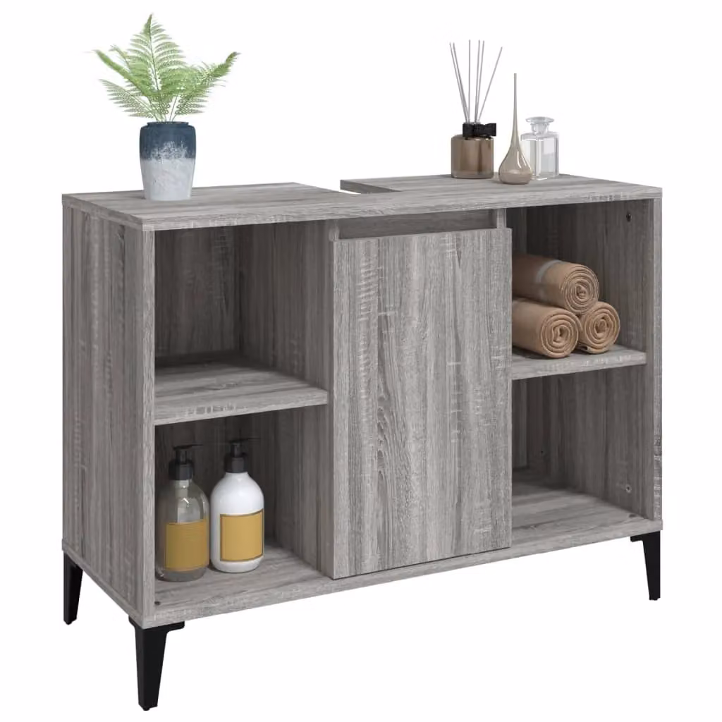 Berkfield Home Sink Cabinet in Grey Sonoma, W/D/H: 80 x 33 x 60 cm – 2