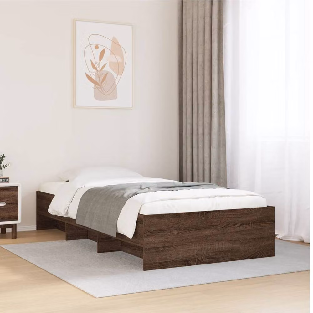 Berkfield Home Bed Frame in Brown Oak, W/D/H: 90 x 200 cm – 2