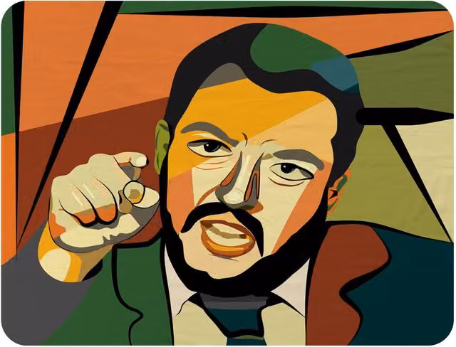 Benjamin Tate Design Cubism Art Style Politician Fleece Blanket in Orange, Beige and Multicolour, W/D/H: 120 x 150 cm – 2