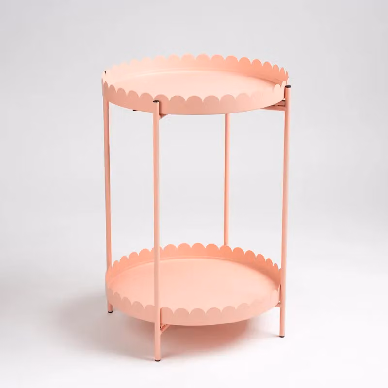 Scottish Everlastings Ltd Pink Round Scallop Metal Table, W/D/H: 38 x 38 x 50 cm – 2