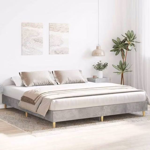 Berkfield Home Durable Bed Frame in Concrete Grey, W/D/H: 160 x 25 x 203 cm