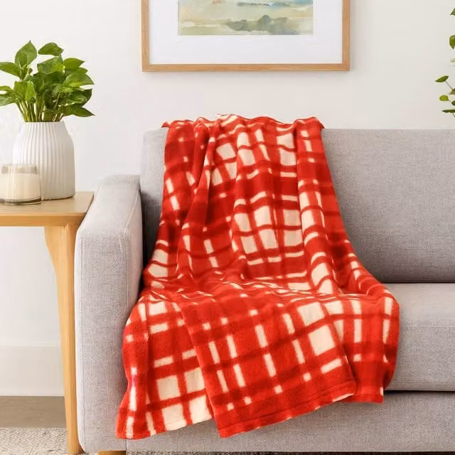 Voltico 2 Pack Fleece Throws in Red, Blue and Grey, W/D/H: 100 x 150 cm – 1