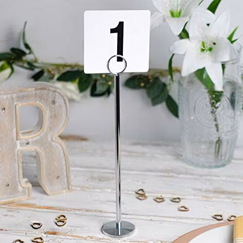 Argon Tableware Silver Stainless Steel Table Number Holders, Pack of 12, Height: 20 cm – 2