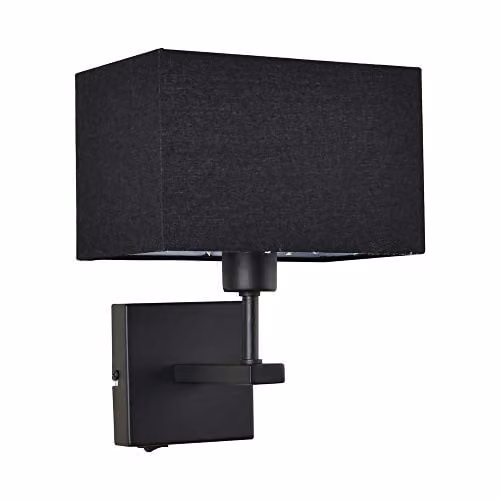 Netlighting Modern Black Bedside Lamp with Rectangular Fabric Shade and E27 Socket