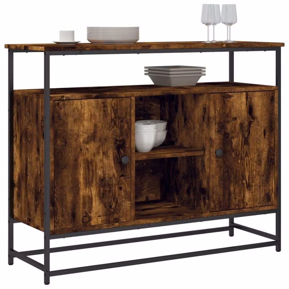 Berkfield Home Smoked Oak Sideboard in Brown, W/D/H: 100 x 35 x 80 cm – 3