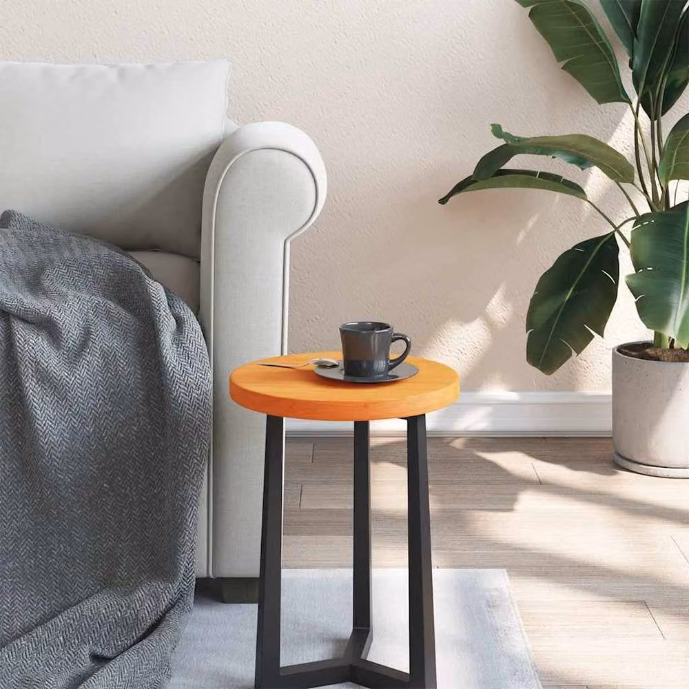 Berkfield Home Round Solid Wood Pine Table Top, Waxed Brown, Diameter: 30 cm, Height: 2.5 cm – 2