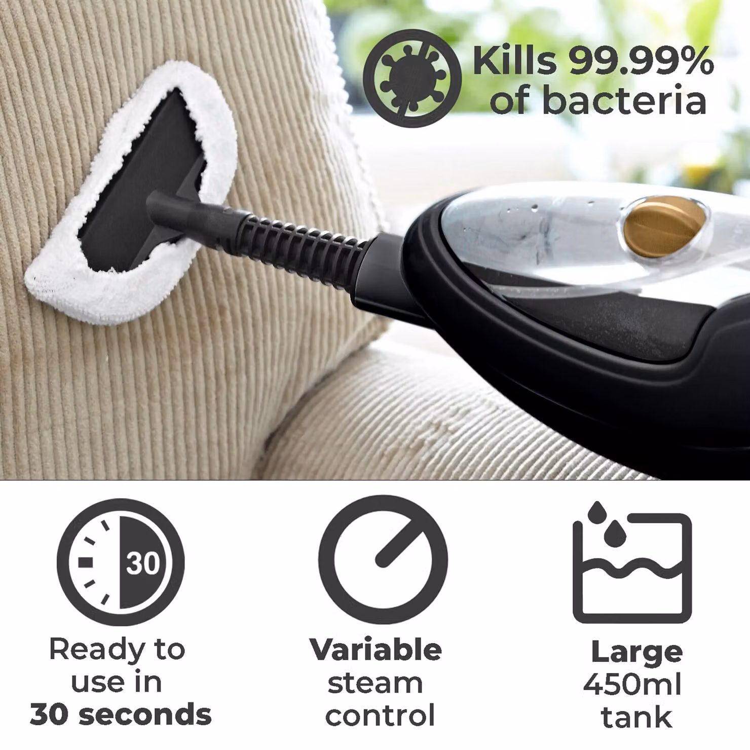 Neo 10 in 1 1500W Hot Steam Mop Cleaner and Hand Steamer in Bronze – 4