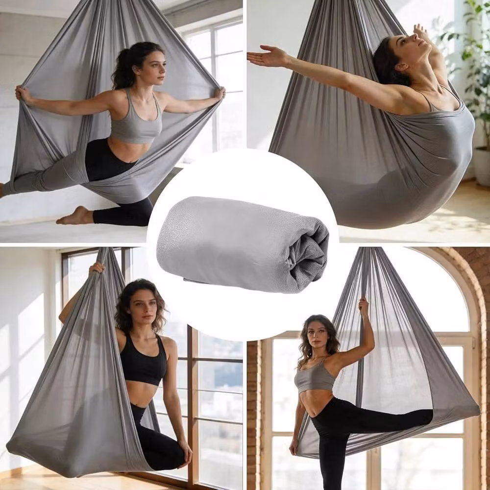 FLAVORA grey Portable Aerial Yoga Hammock – 4