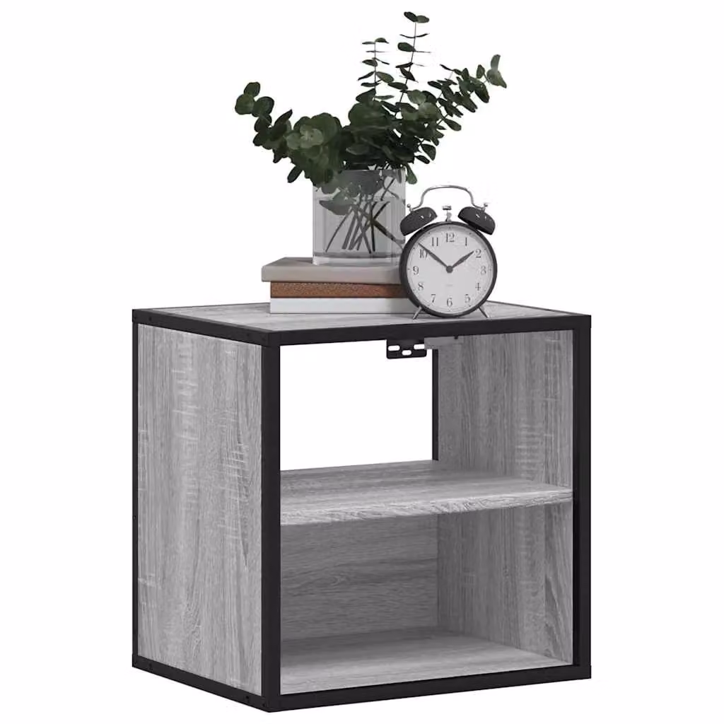 Berkfield Home Wall-mounted Bedside Cabinets, 2 Piece, Grey, W: 40 cm, D: 31 cm, H: 39.5 cm – 4