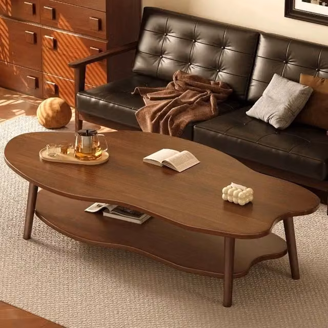 SPETLEK Modern 2-Tier Oval Coffee Table in Brown