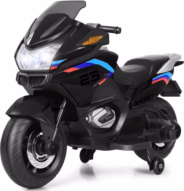 Costway Kids Electric Ride on Motorcycle with Light and Sound Effects, Black
