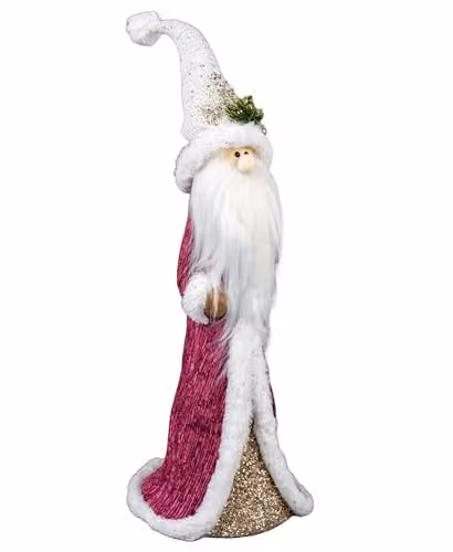 SHATCHI Santa Claus Figure in Red, White and Gold, Height: 58 cm, Tabletop Christmas Decor – 3
